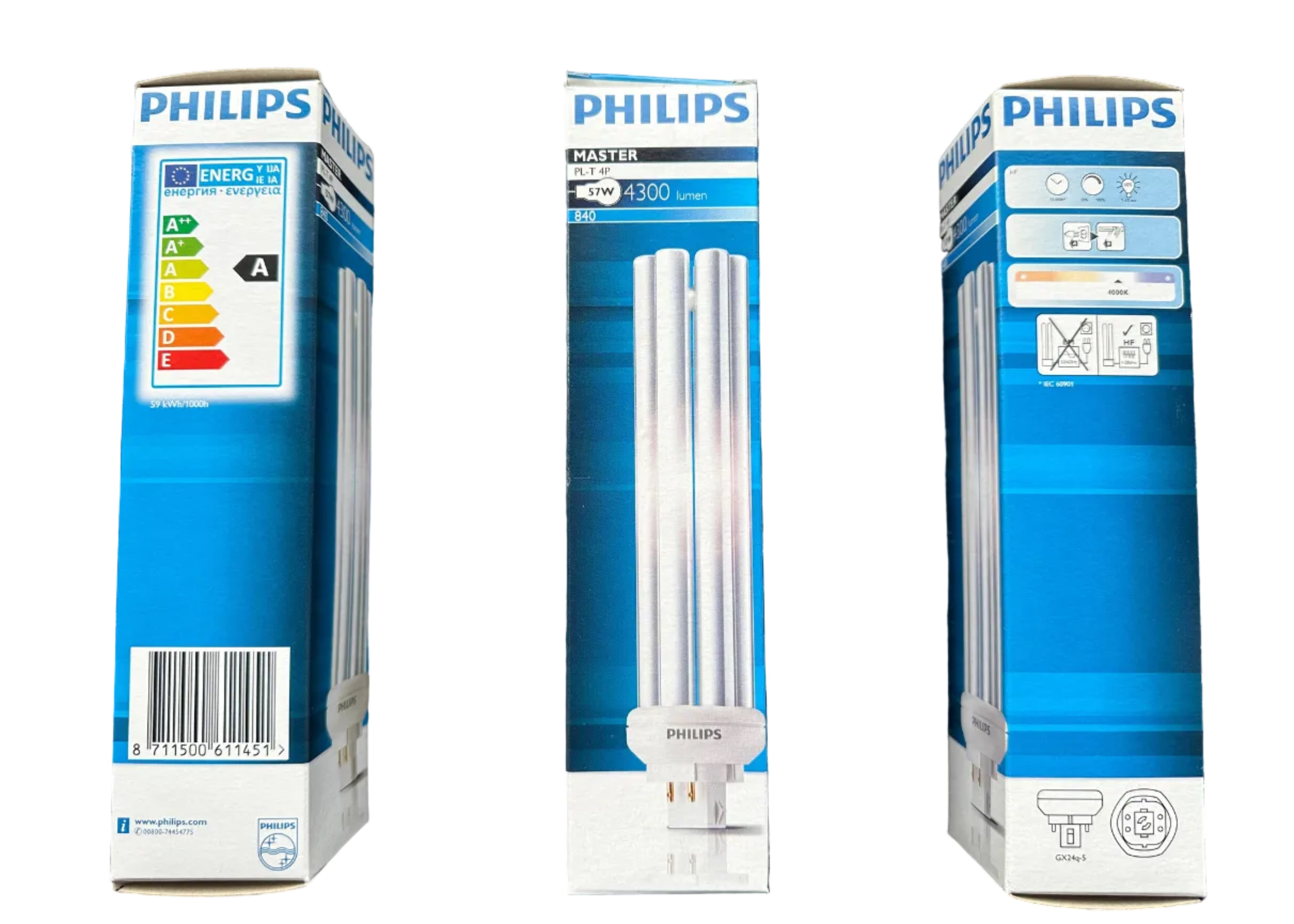 PL-T 4-Pin 57W Colour 840 (Cool White) 10,000 hour life